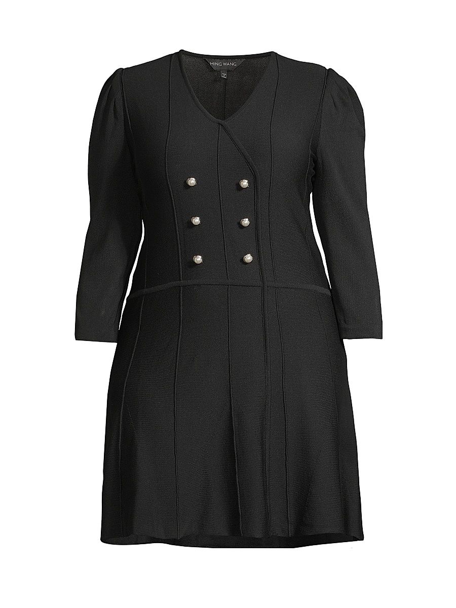 Women's Knit Knee-Length Dress - Black - Size 28