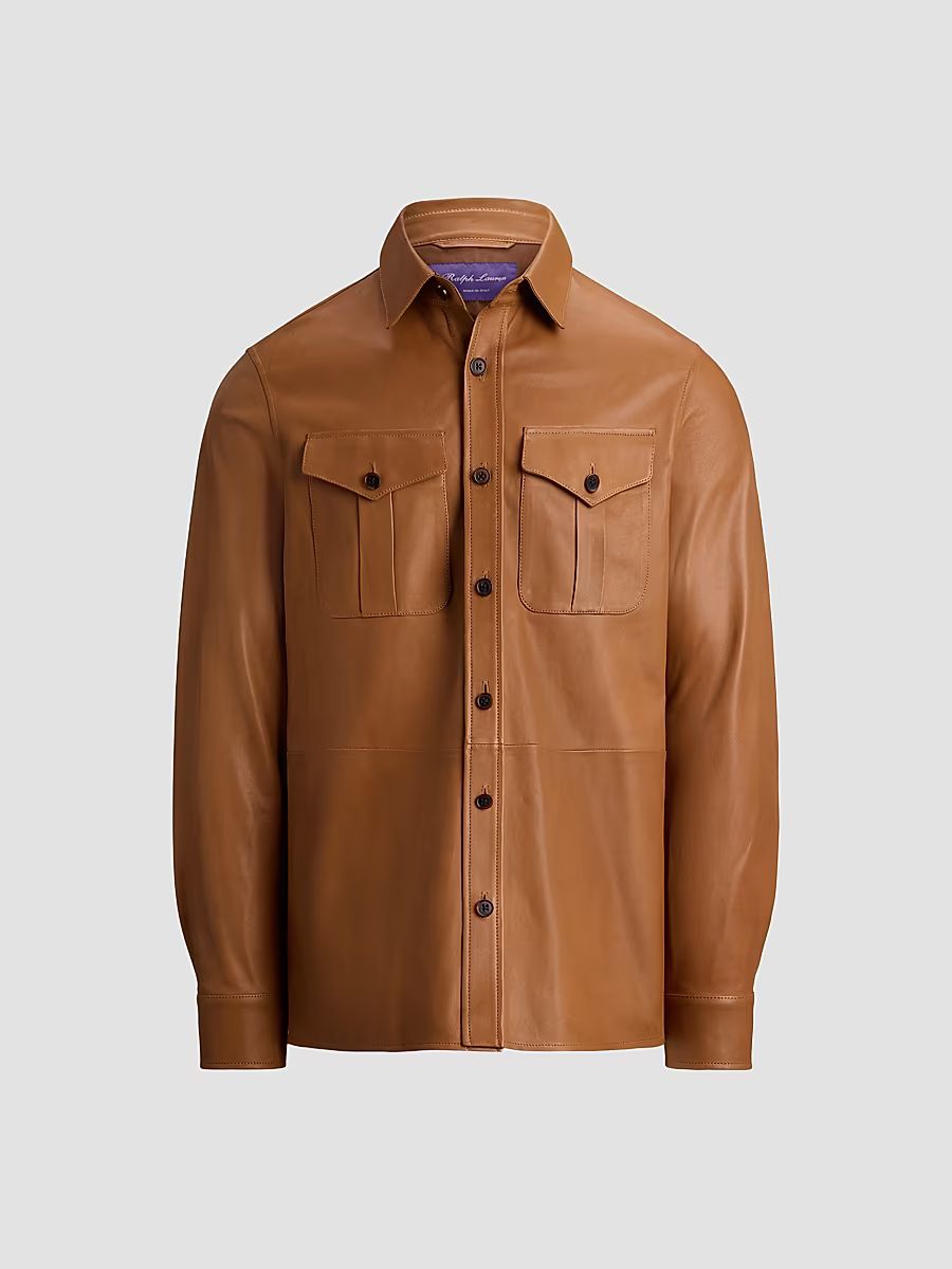 Men's Barron Plonge Leather Shirt Jacket - Gold - Size XXL