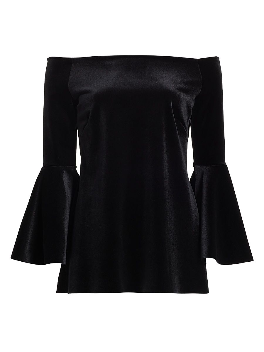 Women's Nannarella Off-The-Shoulder Velvet Top - Black - Size 2