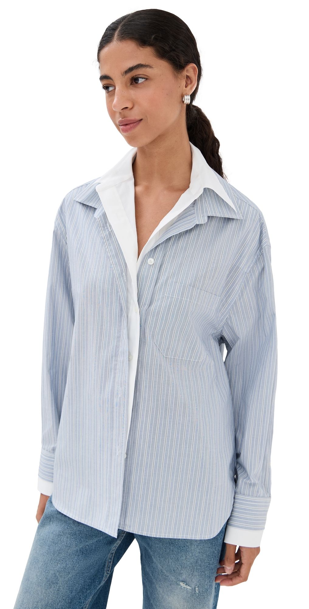 Acne Studios Striped Shirting Blouse Blue/White 42
