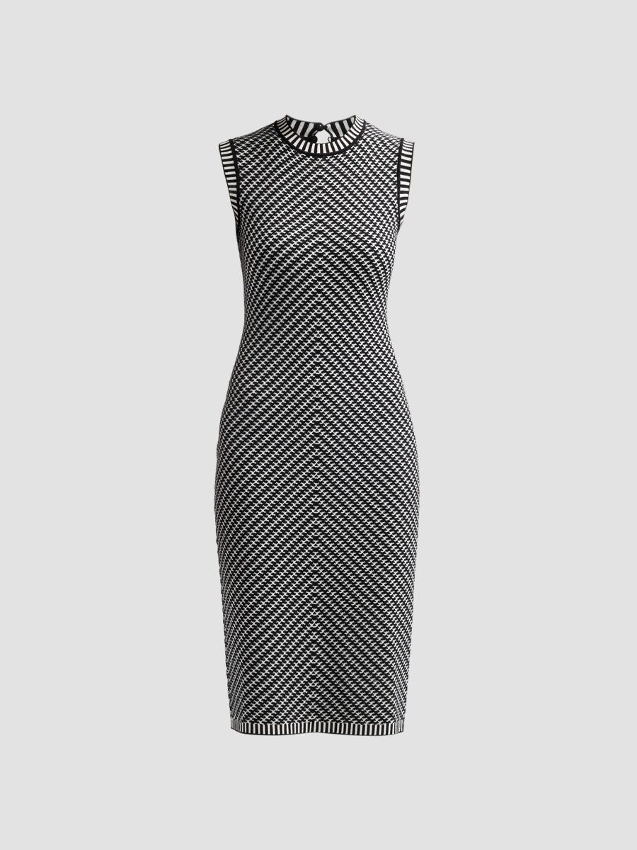 Chiara Boni La Petite Robe Women's Avian Knit Knee-Length Dress - Black White - Size XS
