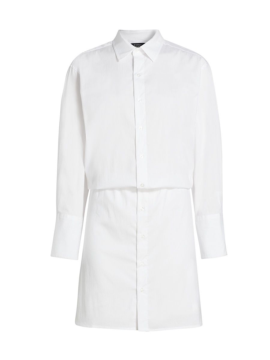 Women's Cotton-Blend Tucked Shirtdress - White - Size 4