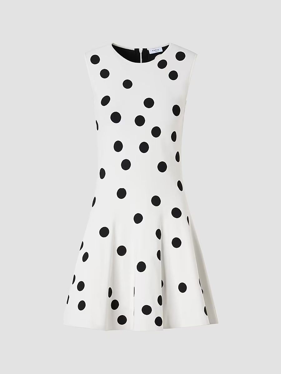 Women's Polka Dot Fit & Flare Mini Dress - Cream Black - Size 12