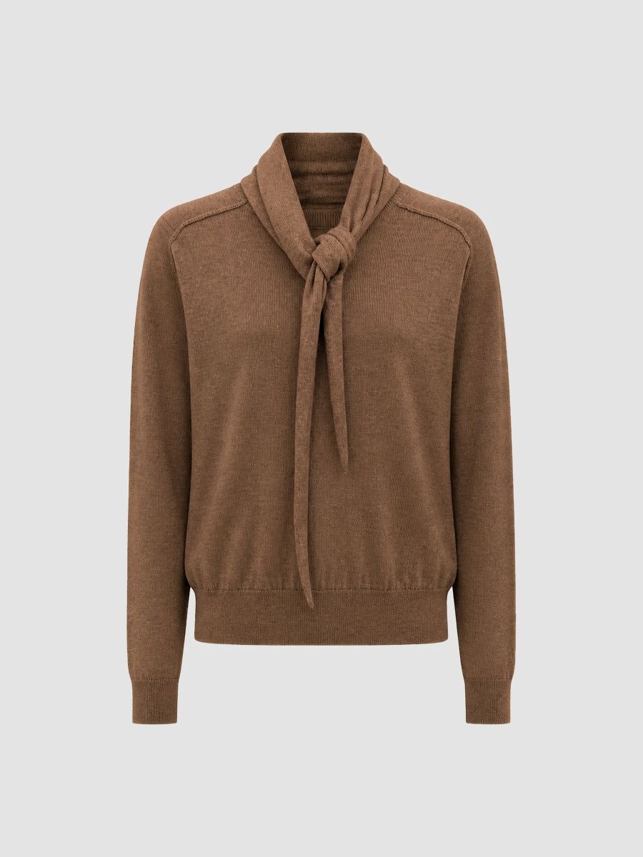 Nicholas the Label Women's Veda Superfine Merino Wool Tieneck Sweater - Sahara - Size XL
