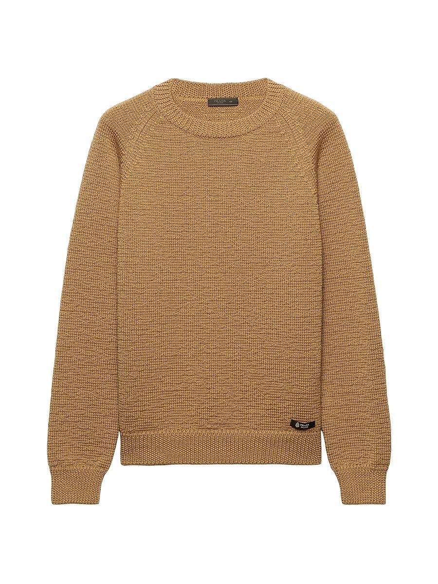 Men's Wool Crewneck Sweater - Brown - Size 48