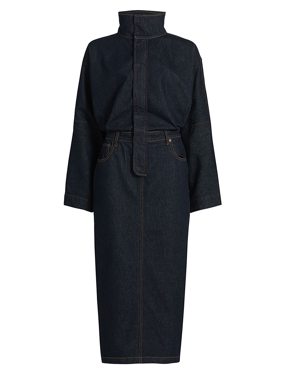 Women's Sebastian Denim Midi-Dress - Dark Wash - Size Small