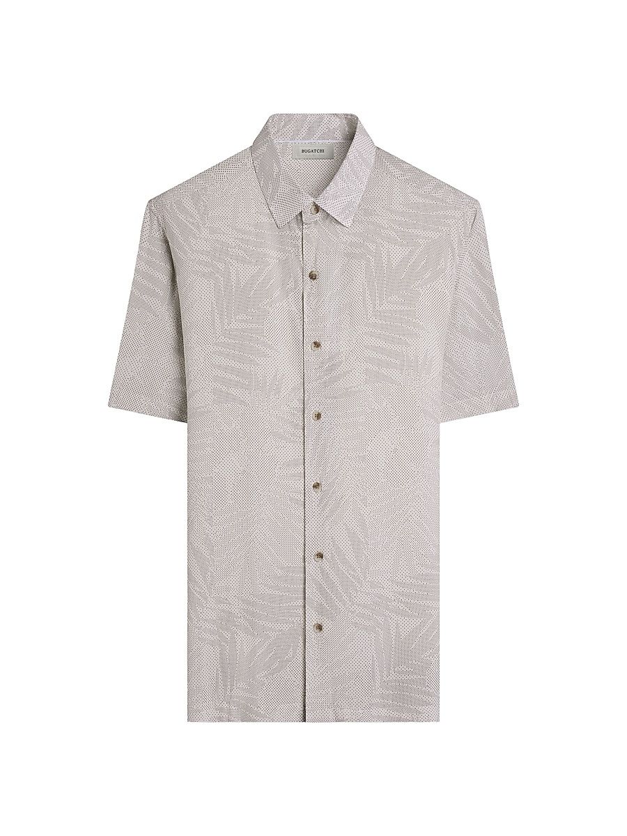 Men's Vero Micro-Dot Palm Print Shirt - White - Size XXL