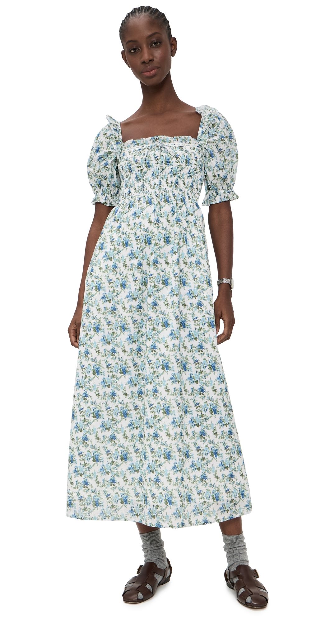 Hill House Home The Scarlett Midi Nap Dress English Daisy/White S