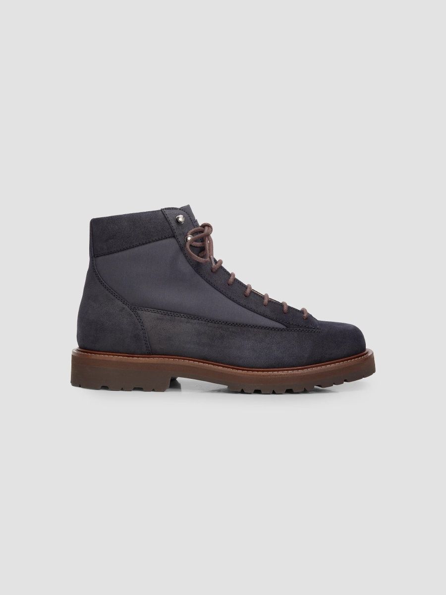 Brunello Cucinelli Men's Suede Urban Ankle Boots - Dark Blue - Size 8.5