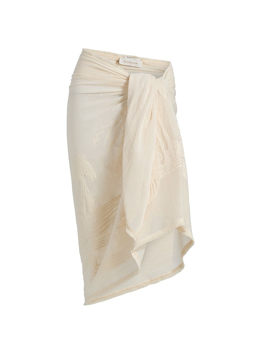 Women's Embroidered Palm Pareo - Ivory