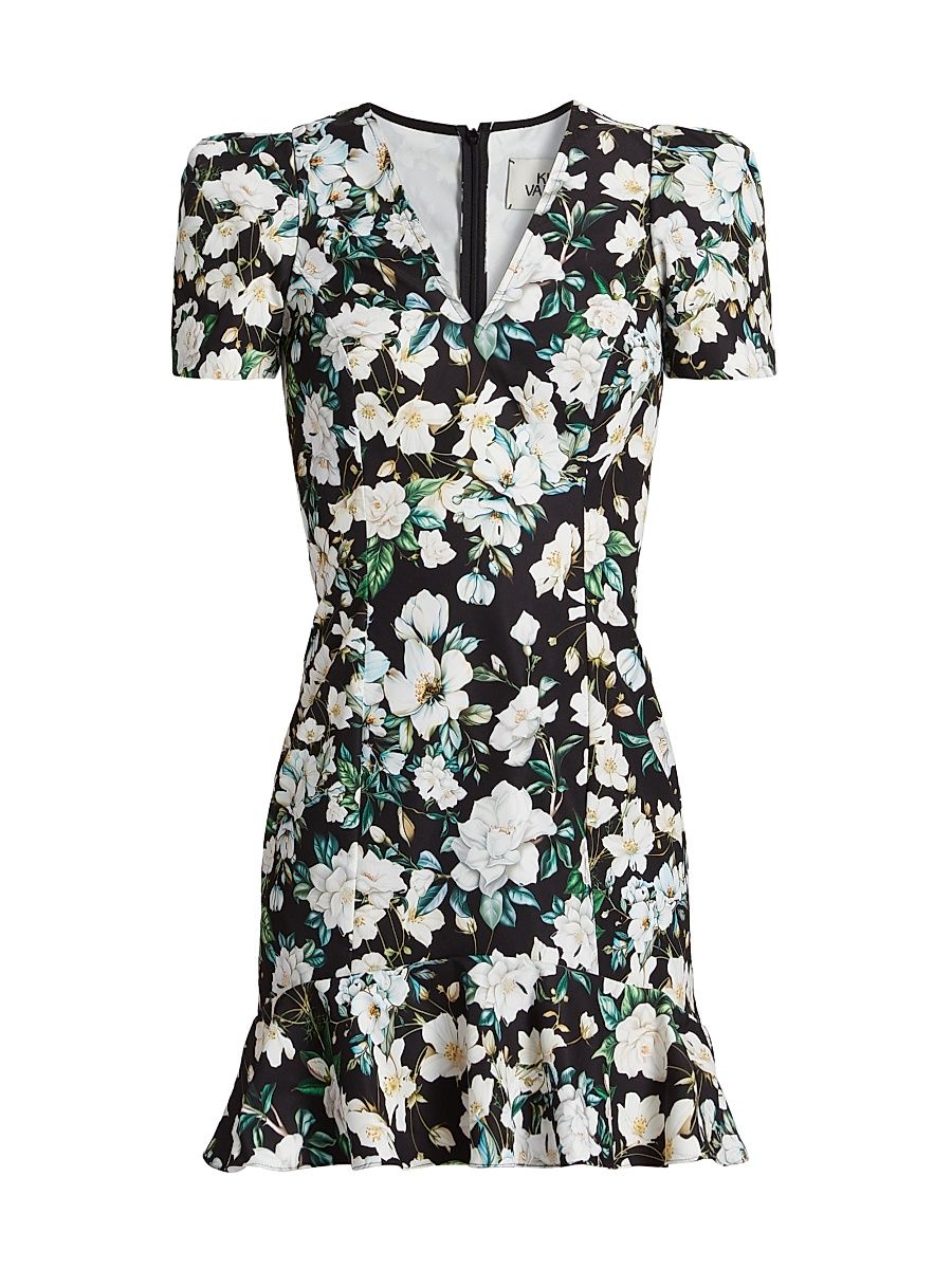 Women's Zeina Ruffled Floral Minidress - Black - Size 0