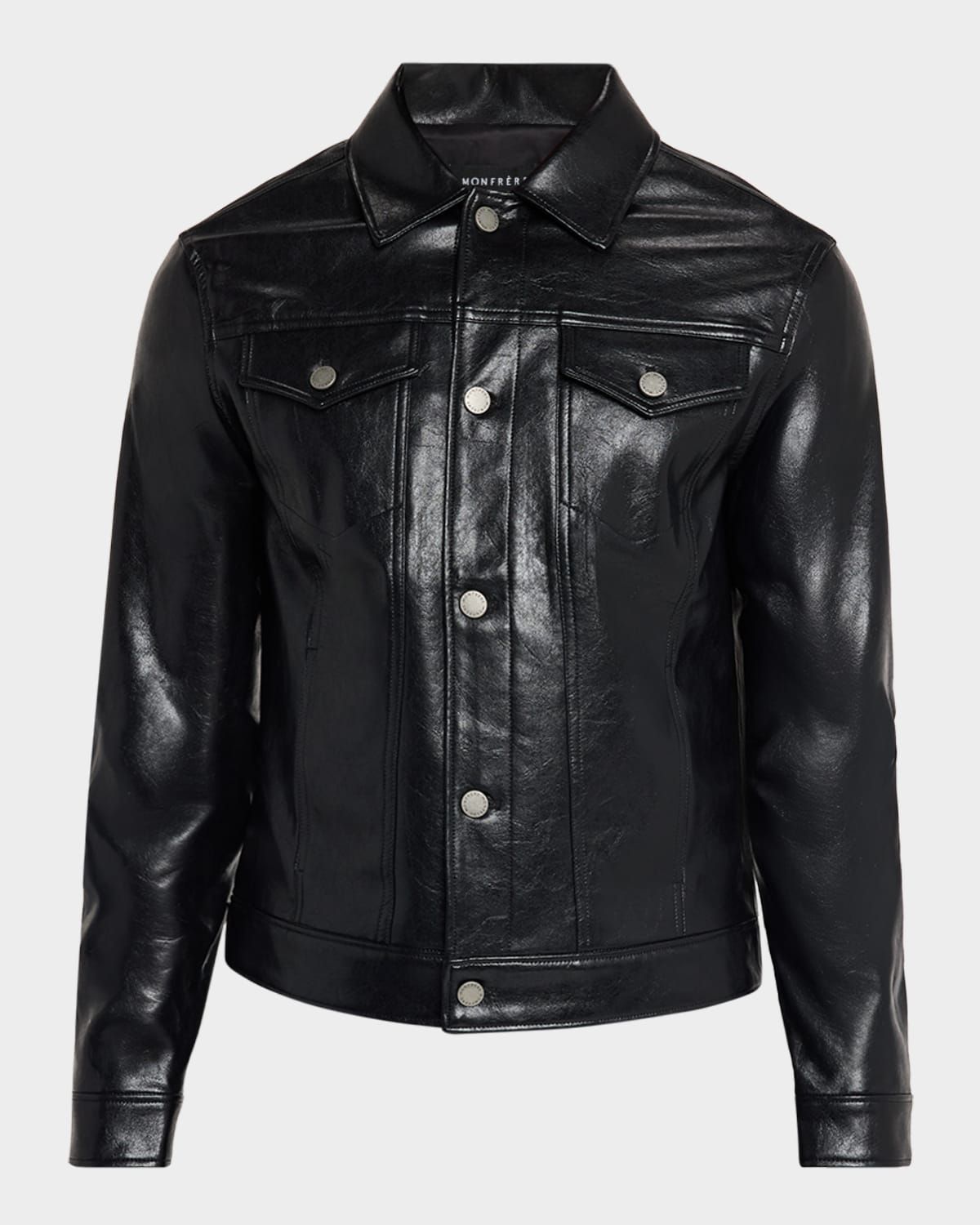 Men & apos;s Dean Patent Noir Trucker Jacket