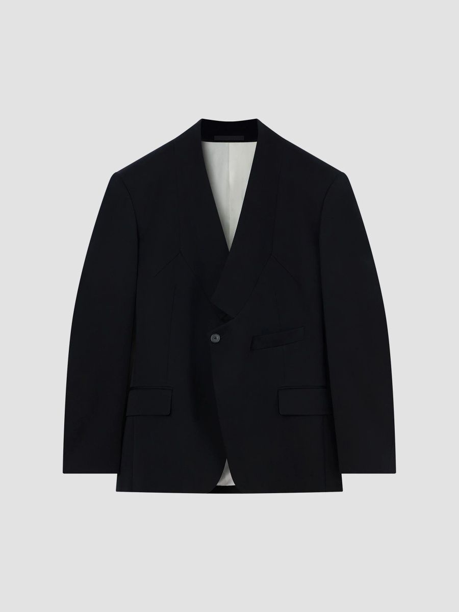 Givenchy Men's Jacket in Wool with Dropping Collar - Black - Size 46