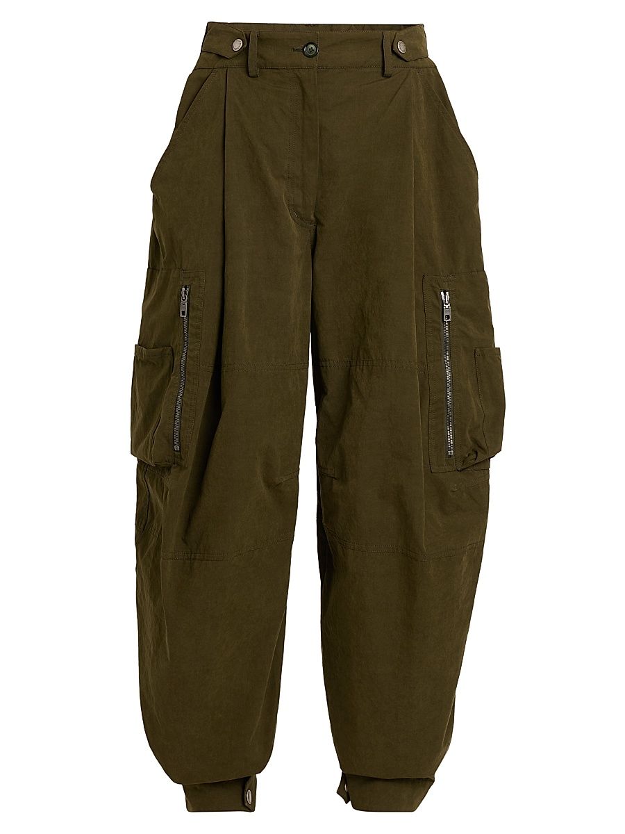 Women's Baggy Cotton-Blend Cargo Trousers - Marrone Scuro - Size 10