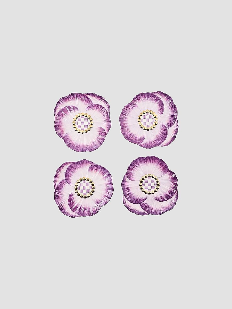 Pansy Party Ceramic Dessert Plates 4-Piece Set