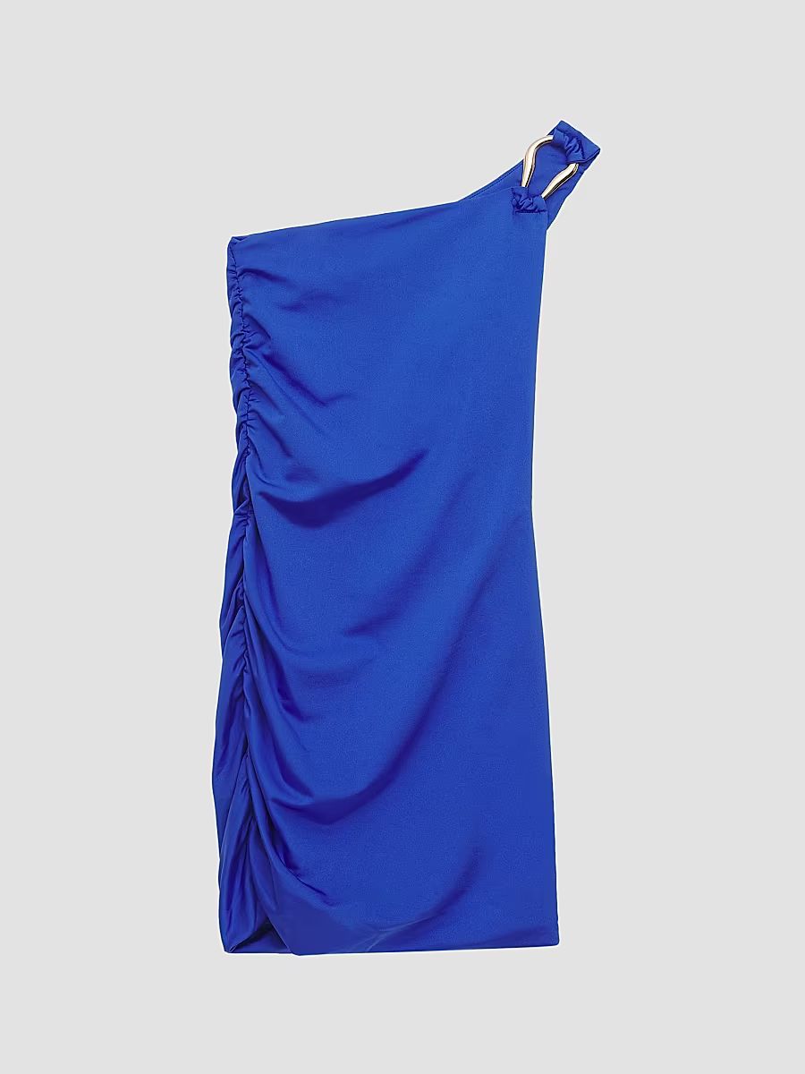 Girl's Kannon One-Shoulder Ruched Dress - Cobalt - Size 14
