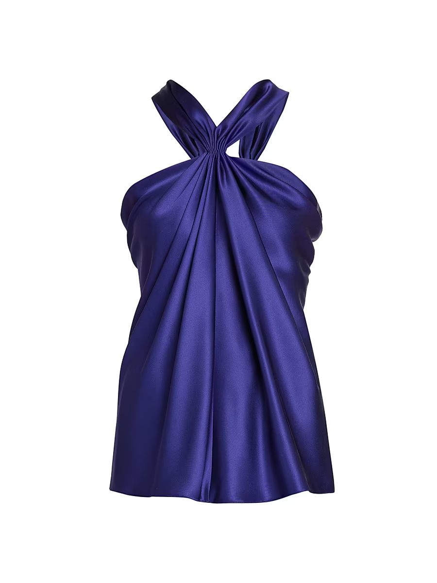 Women's Halterneck Silk Blouse - Amethyst - Size 2