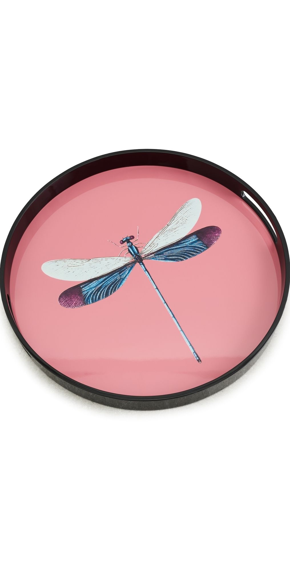 Les Ottomans Dragonfly Lacquered Tray Pink/Light Blue One Size
