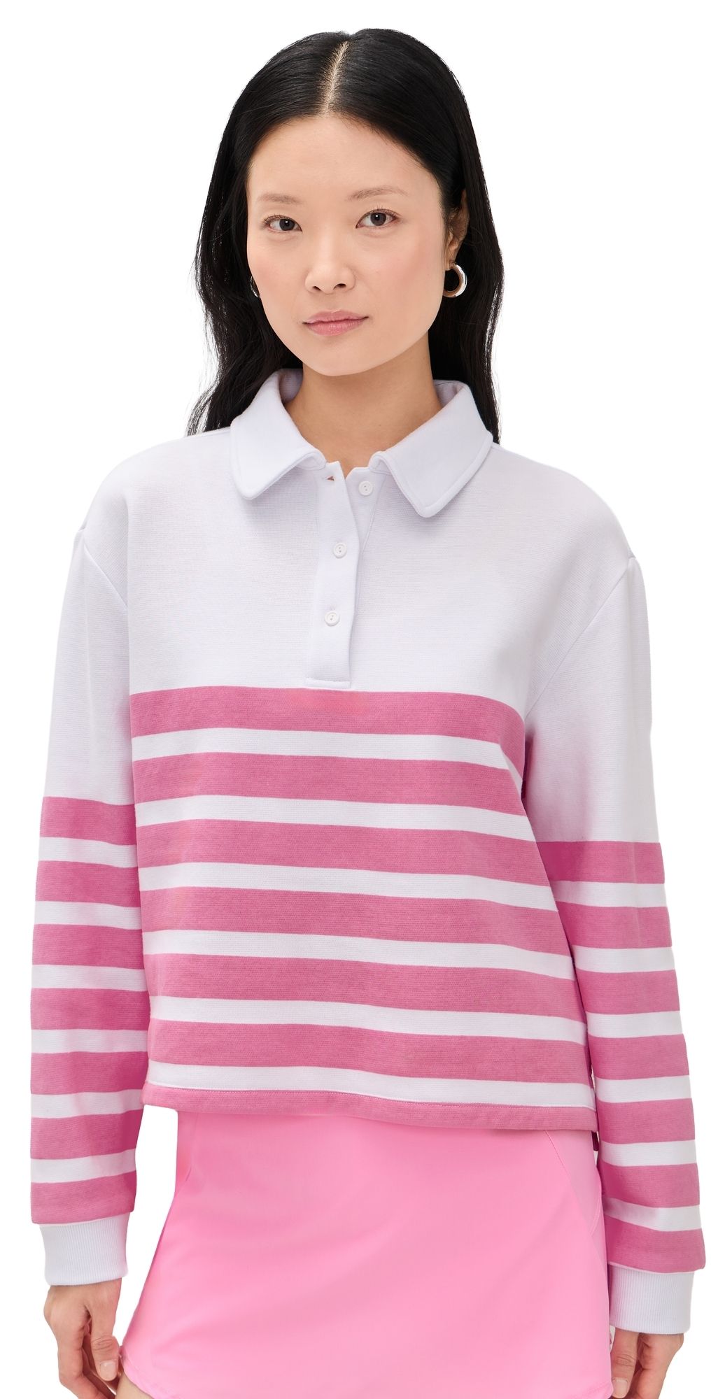 Addison Bay Betty Rugby Sweatshirt Bubblegum Cabana Stripe XS
