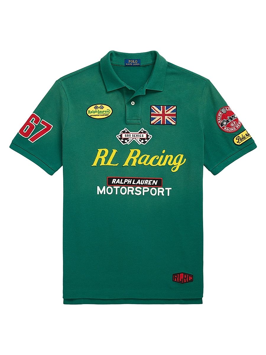 Men's Classic-Fit Racing Mesh Polo Shirt - Tennis Green - Size Medium