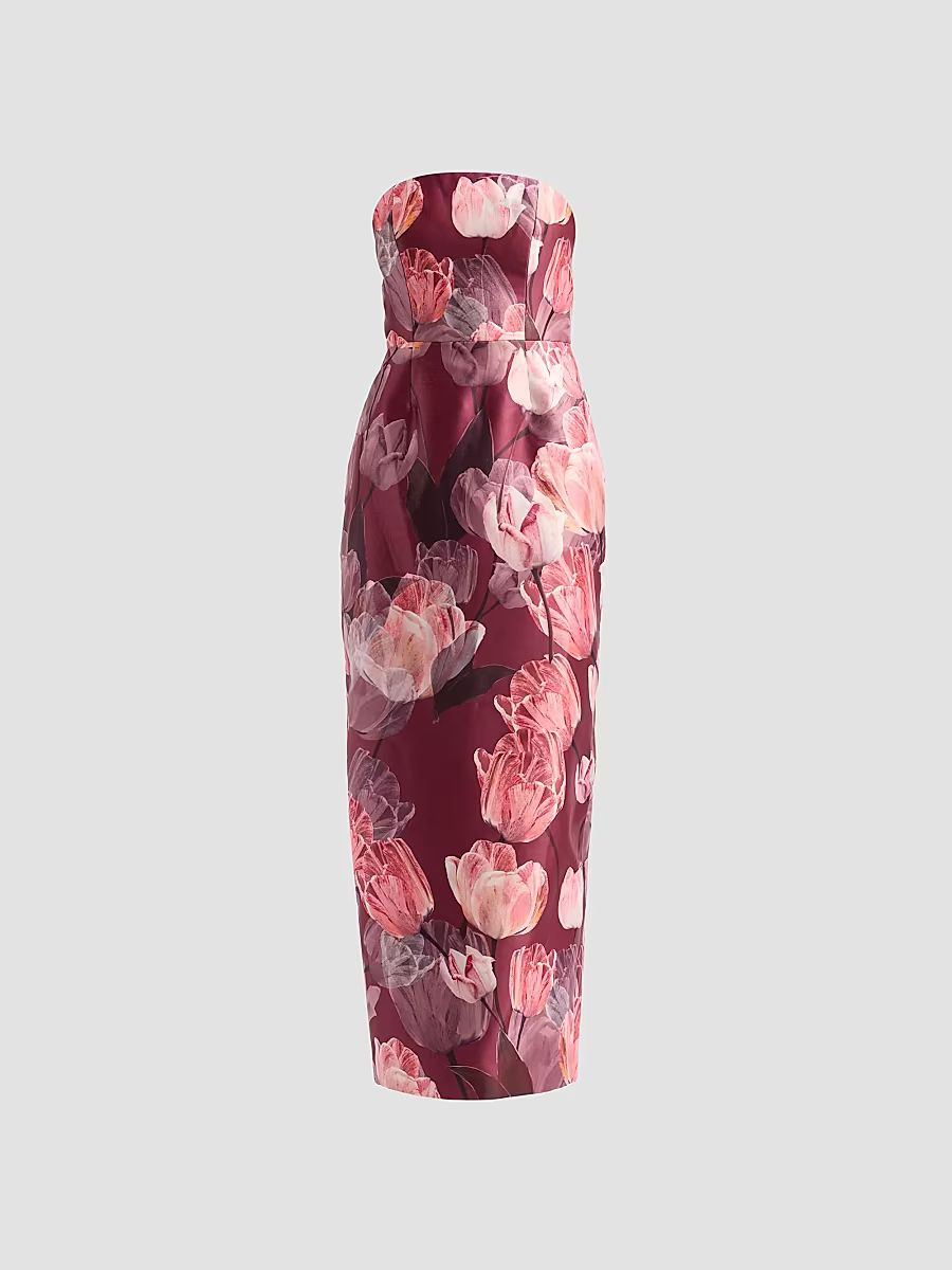 Women's Orion Tulip Brocade Dress - Red Multi - Size 12