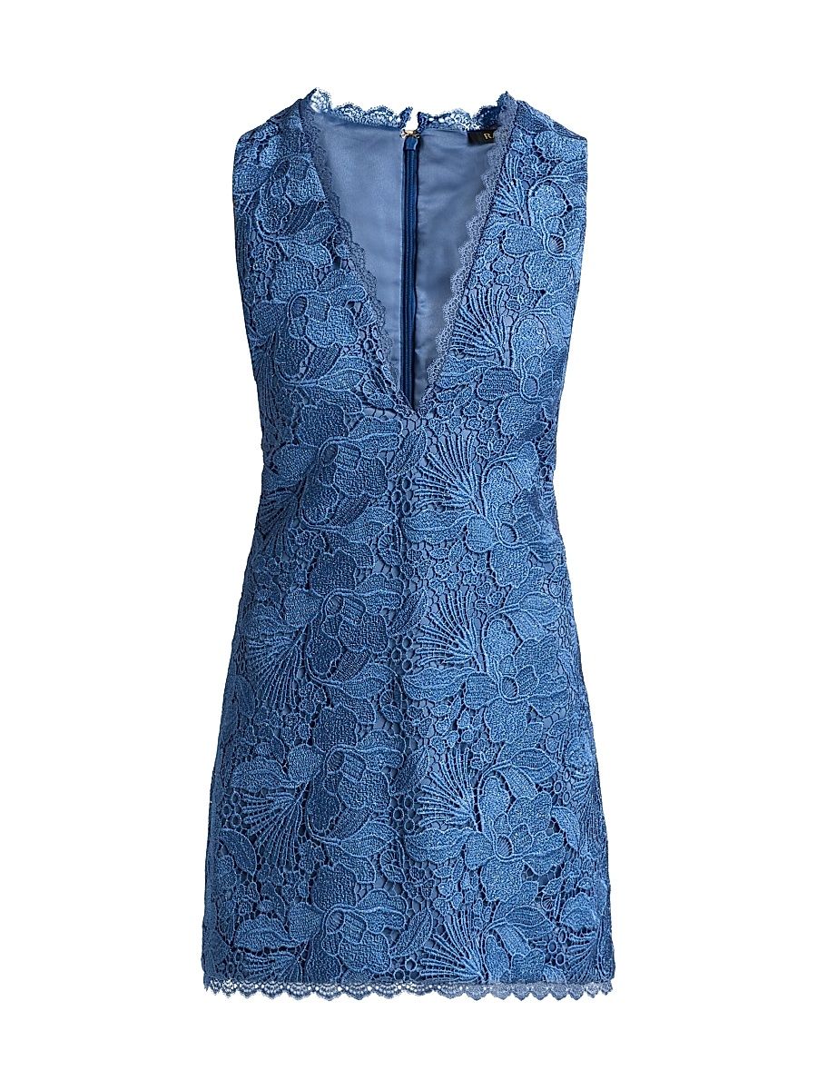 Women's Rosalie V-Neck Lace Minidress - Blue Lace - Size 14