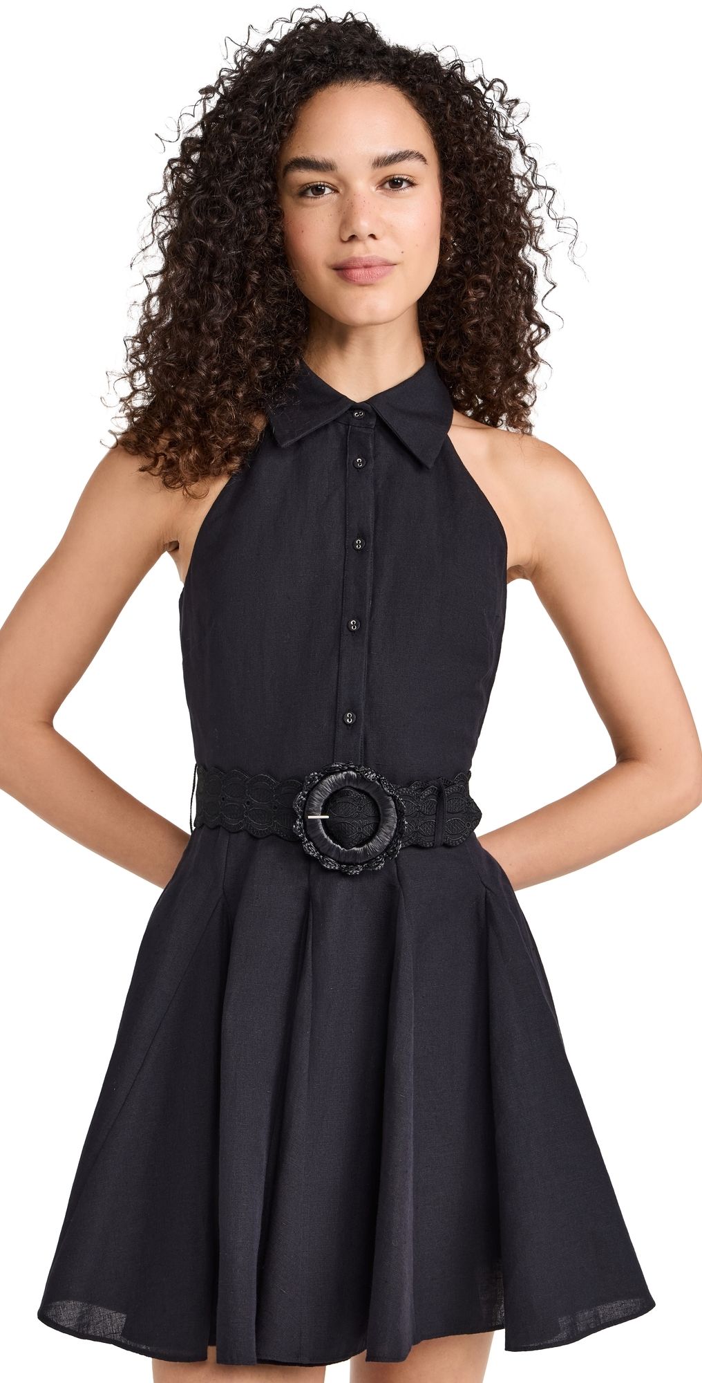 Hemant and Nandita Short Dress With Buckle Belt Black L