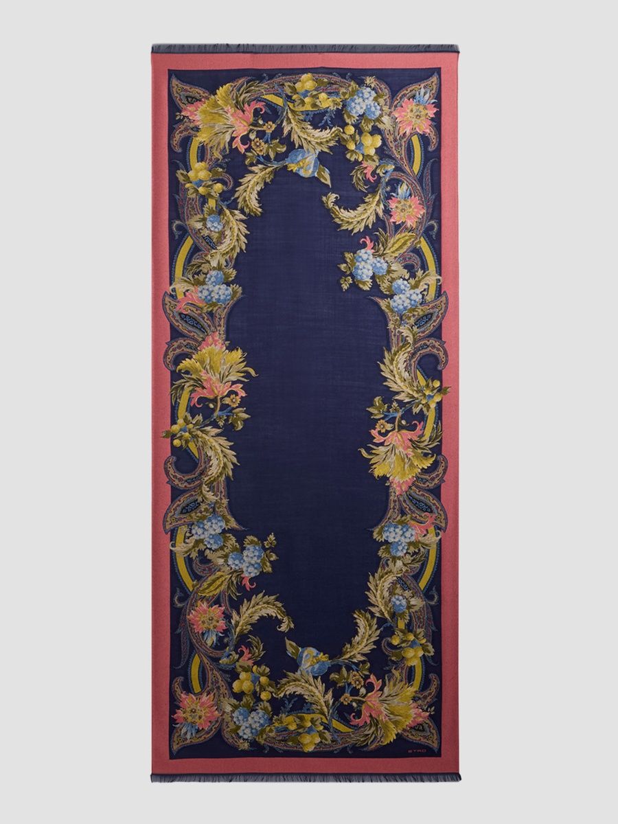 Etro Women's Floral Jacquard Wool-Blend Scarf - Blue