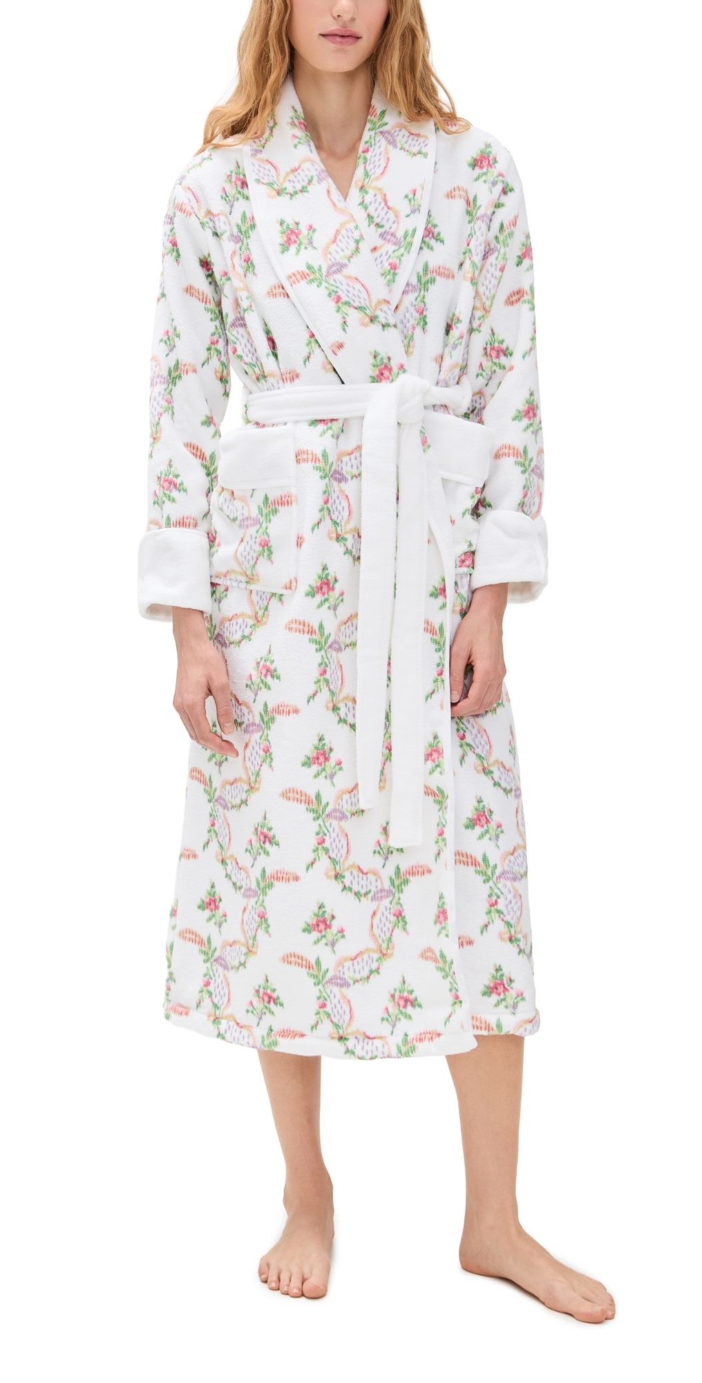 Hill House Home The Hotel Robe Pink Ribbon Rose Ikat 2X/3X