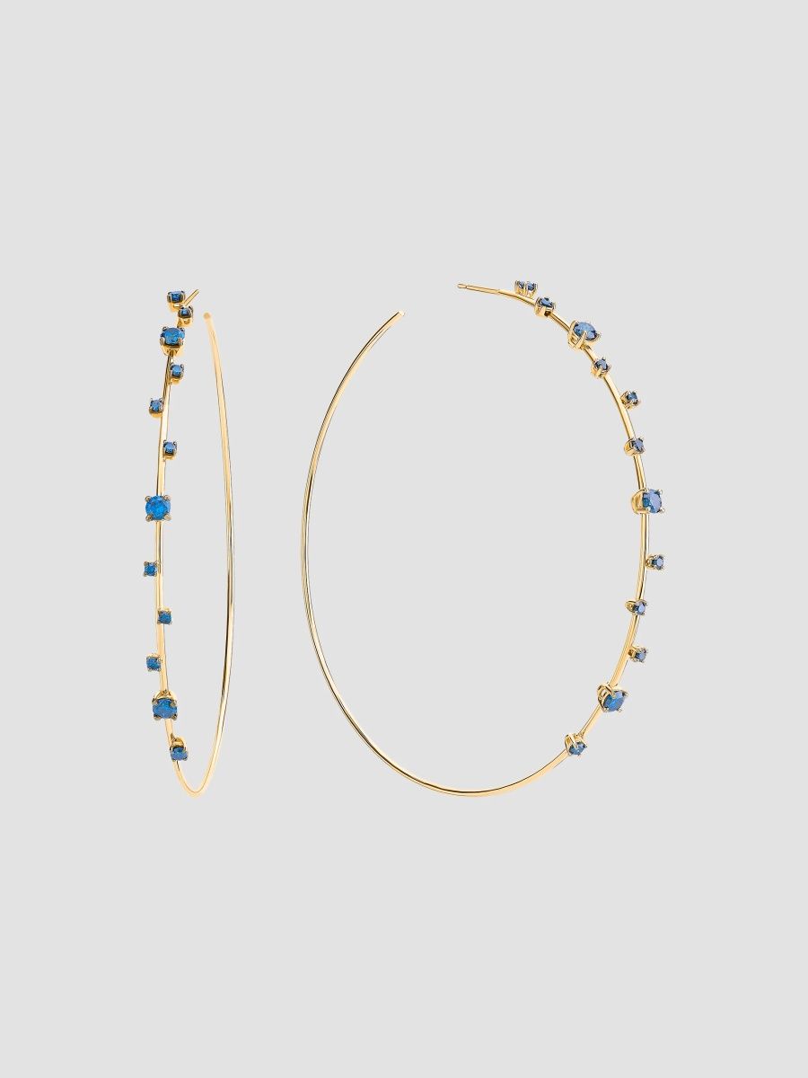 Lana Women's 14K Yellow Gold & Blue Diamond Hoop Earrings - Yellow Gold