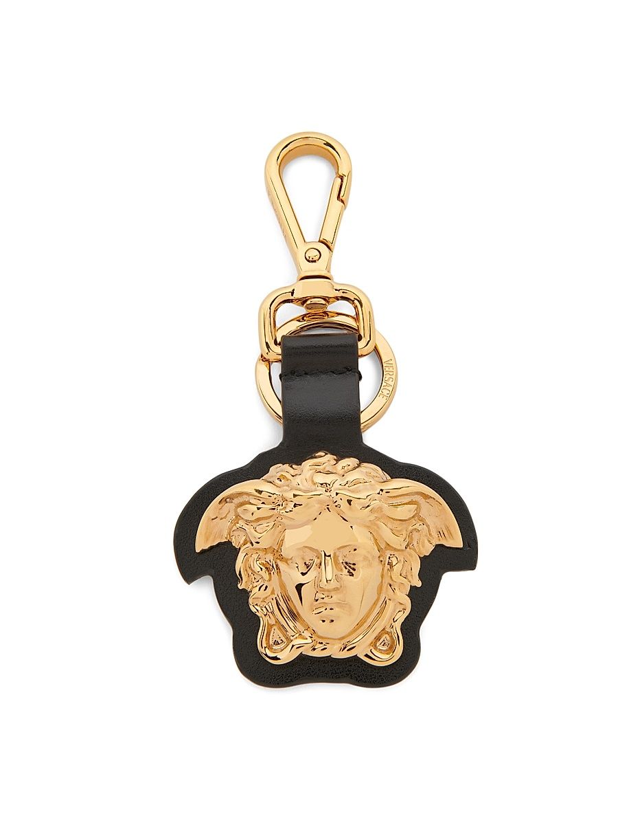 Men's Charm Leather Keyring - Black Versace Gold