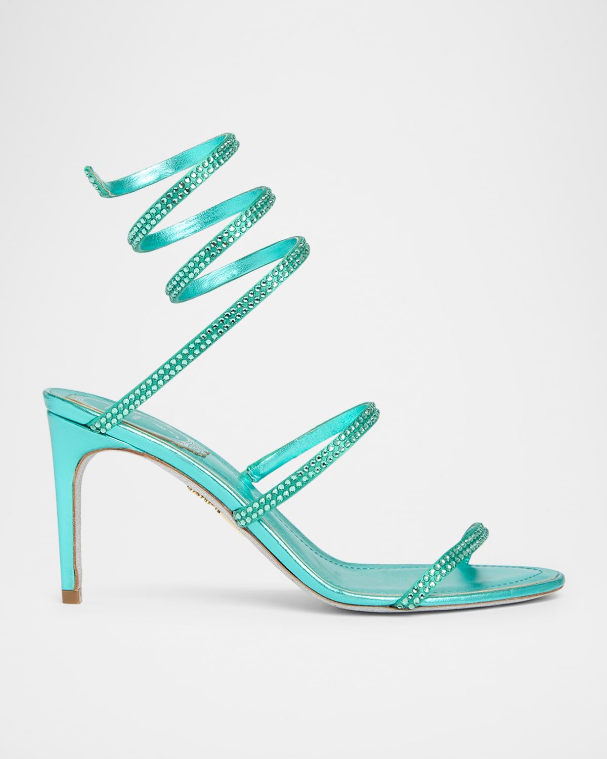 80mm Cleo Crystal Metallic Leather Sandals