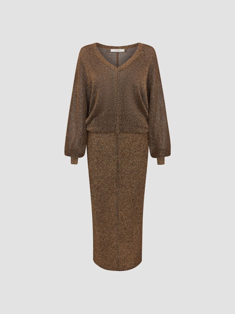 FRAME Women's The Shimmer Dolman Dress - Dark Gold - Size XS