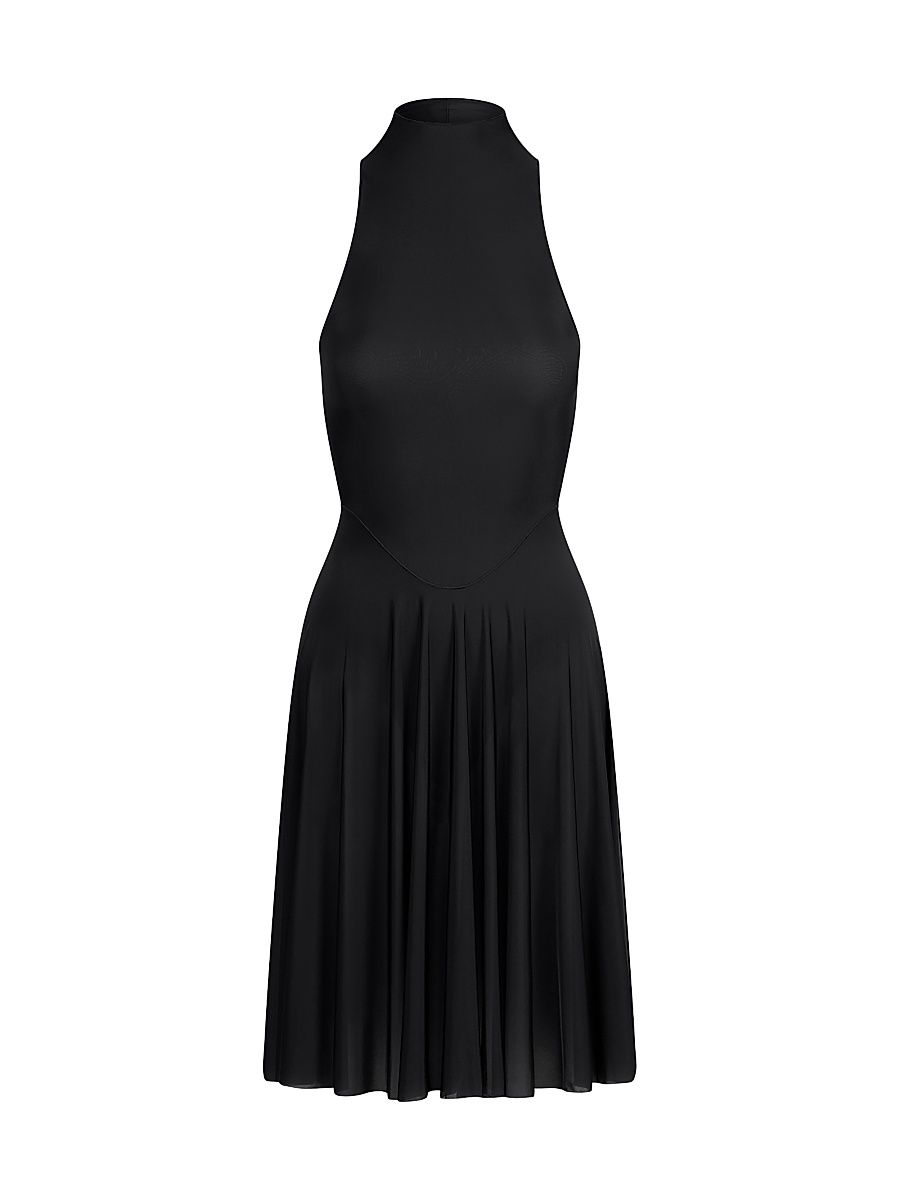 Women's Milky Sheer High Neck Midi Dress - Obsidian - Size XS