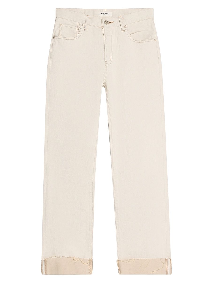 Women's Bellport High-Rise Straight-Leg Cuffed Jeans - White - Size 31