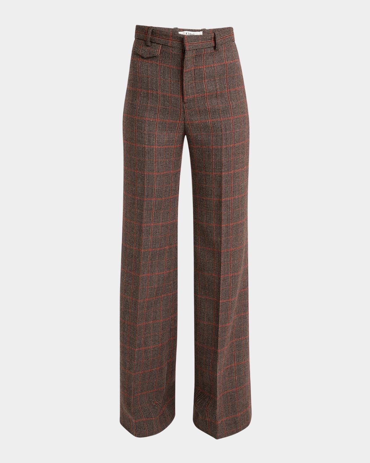 Plaid Wide-Leg Pants