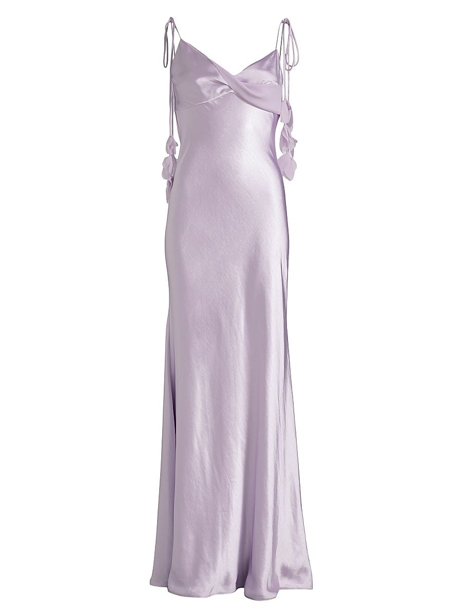 Women's Flower Satin Gown - Lilac - Size 12