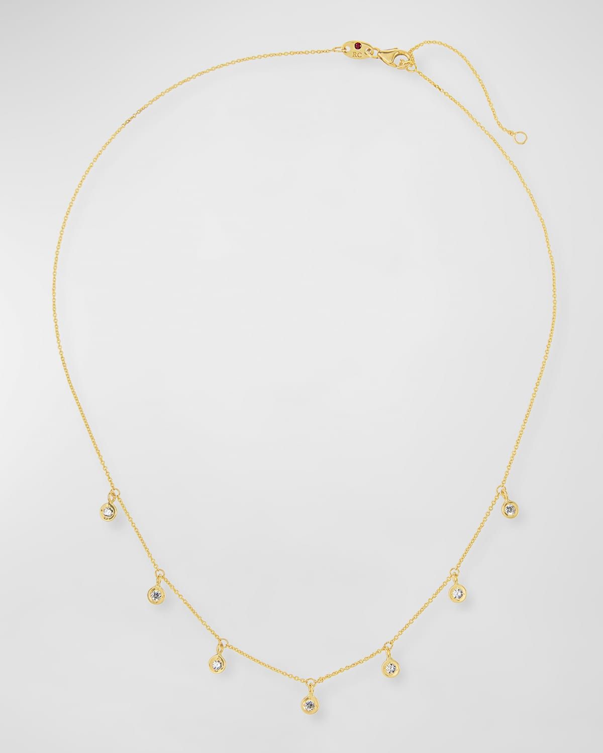 18k 7-Station Diamond Dangle Necklace