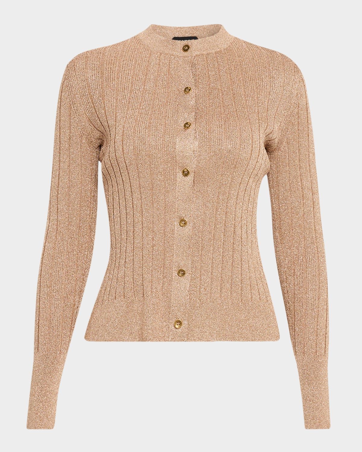 Metallic Rib Crewneck Cardigan