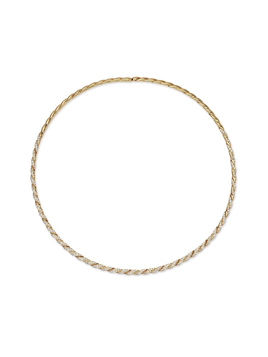 Women's Sculpted Cable Flex Necklace in 18K Yellow Gold with Diamonds, 3.7MM - Diamond