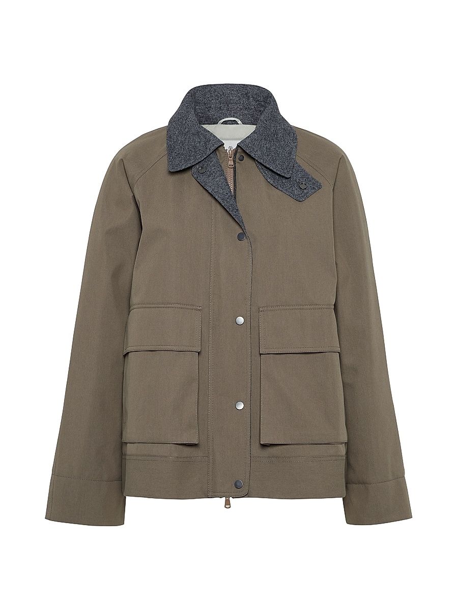 Women's Techno Cotton Canvas Outerwear Jacket - Brown - Size 14