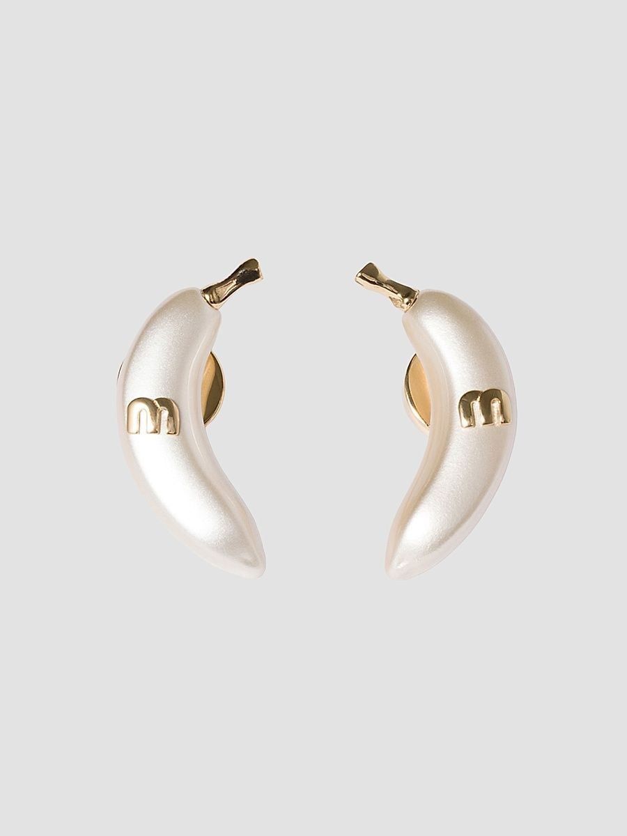 Women's Metal Earrings - Gold White