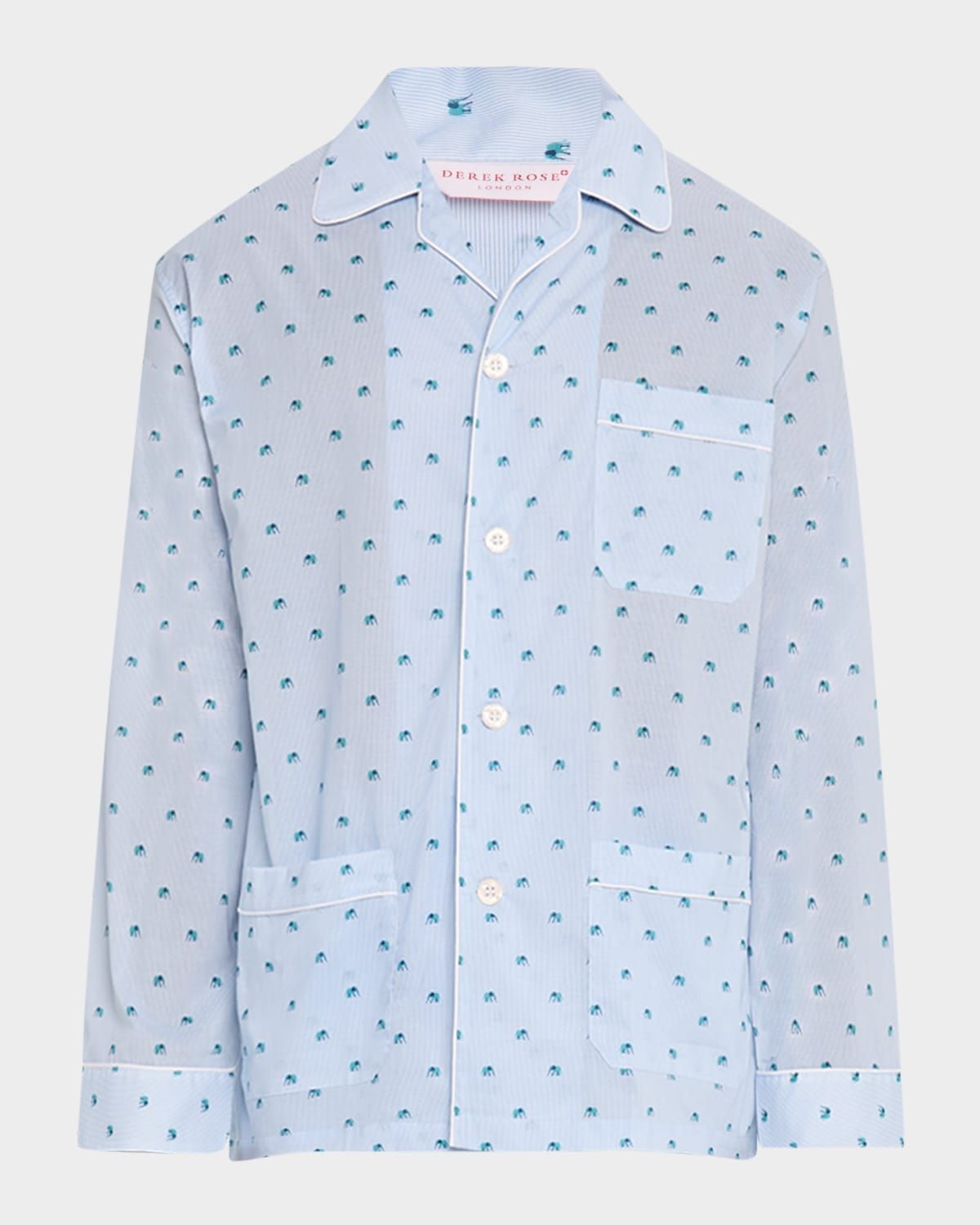 Men & apos;s Ledbury Striped Elephant-Print Pajama Set