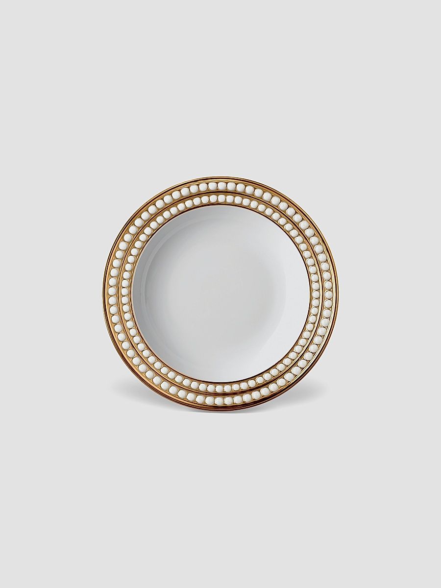 L'Objet Perlée Porcelain & 24K Gold Soup Plate
