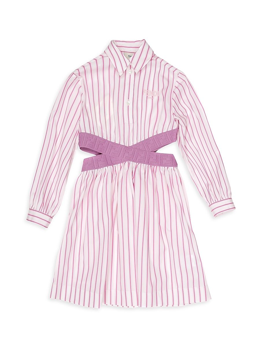 Little Girl's & Girl's Striped Cut-Out Shirtdress - Pink - Size 8
