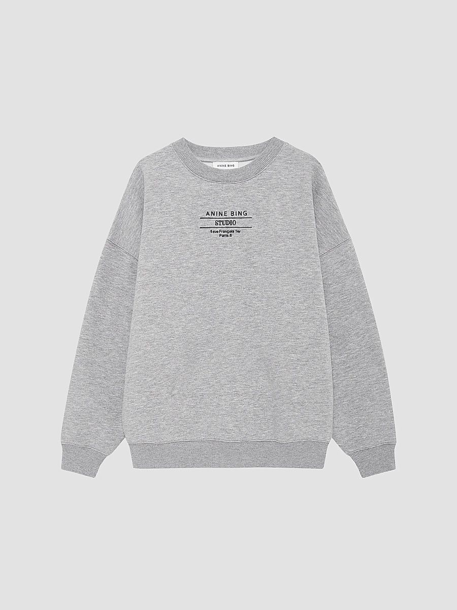 ANINE BING Women's Miles Studio Cotton-Blend Sweatshirt - Grey - Size XS