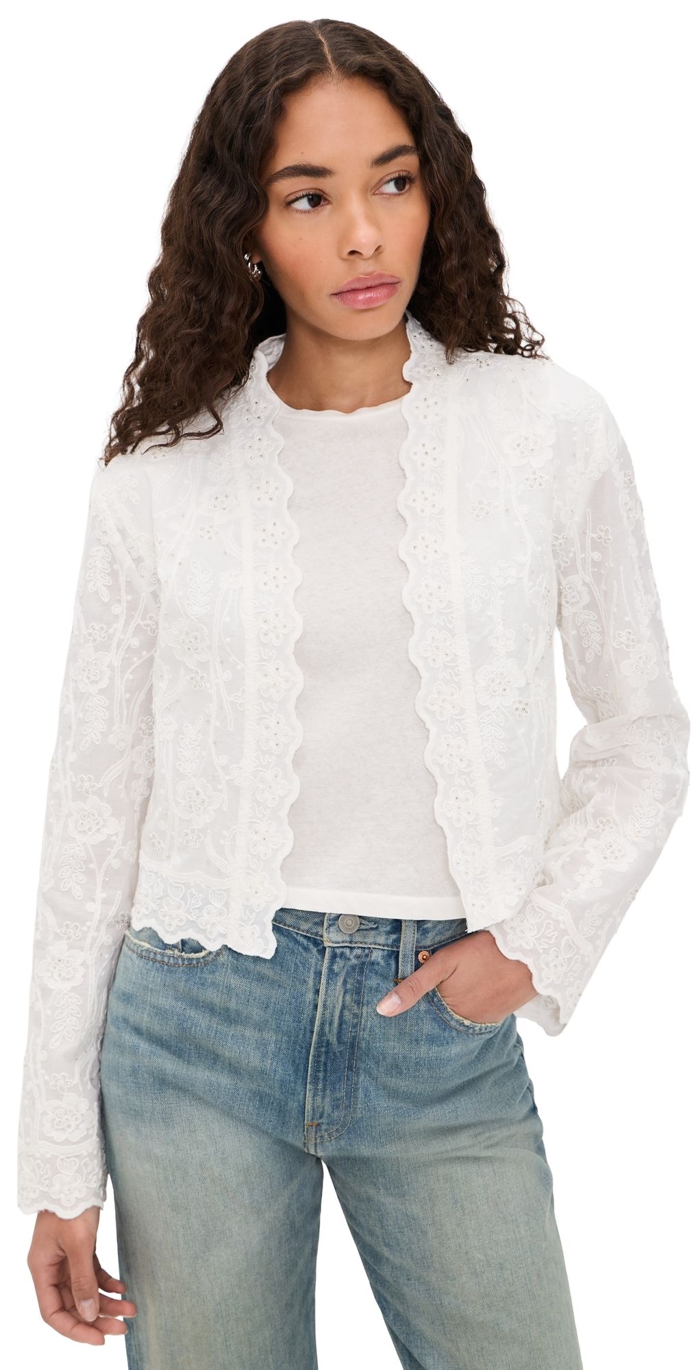 Arianne Elmy Embroidered Jacket White XS