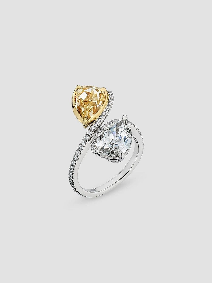 Saks Fifth Avenue High Jewelry Women's Platinum, 18K Yellow Gold & 5.13 TCW Diamond Bypass Ring - Platinum Yellow - Size 7