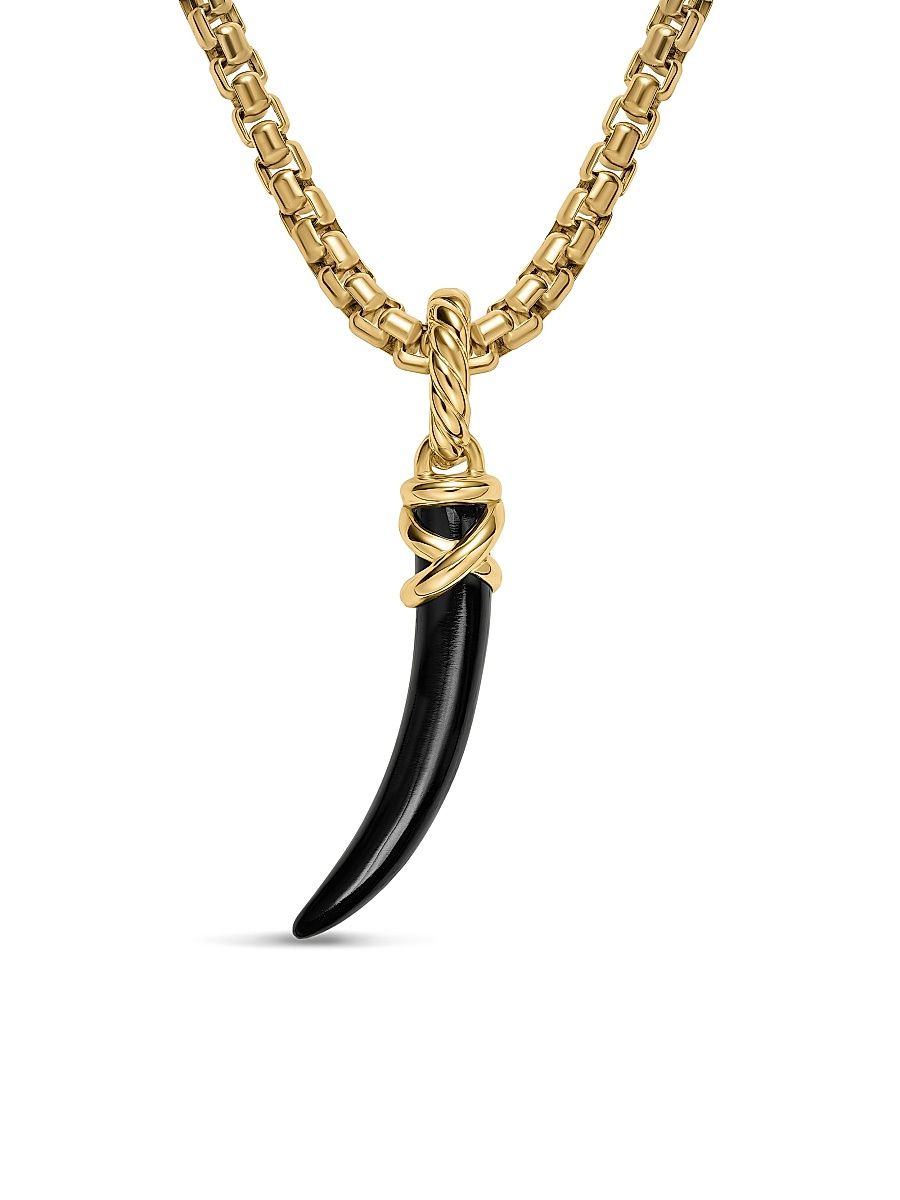 Women's Petite Tusk Amulet in 18K Yellow Gold - Black Onyx