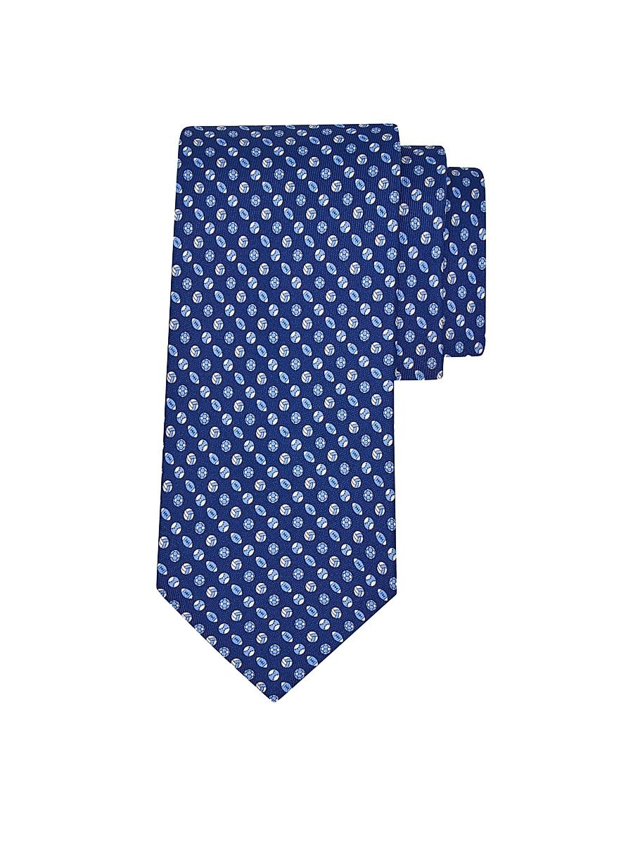 Men's Basket Sports Silk Tie - Blue